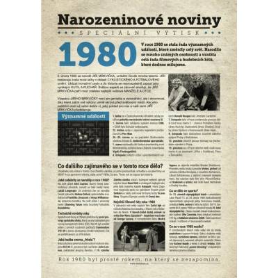 Narozeninové noviny 1980 s vlastním textem a fotografií S textem