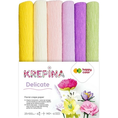 Krepový papier Happy Color 25x100 cm - mix 6 farieb Delicate