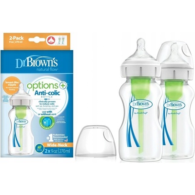 Dr. Brown´s kojenecká láhev širokohrdlá Options transparentní 2x270 ml