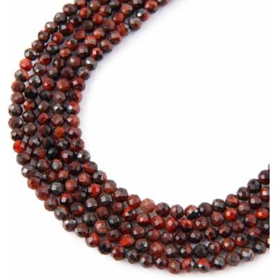 Koráliky z minerálu Červené Tigrie oko 2mm brúsené - 18 cm