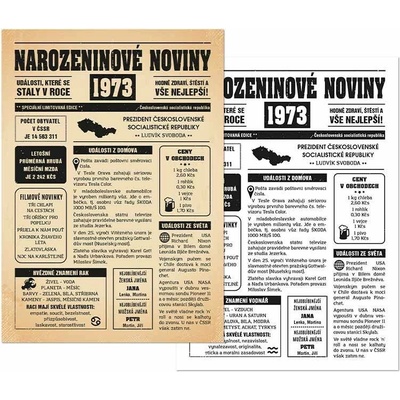 Narozeninové noviny 1973 - jednostranné - Váhy, Černobílé