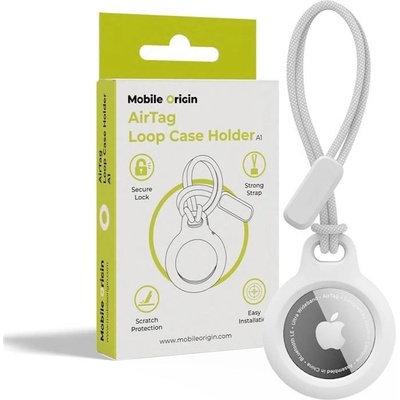 Mobile Origin Поликарбонатов кейс с връзка за Apple AirTag - Mobile Origin A1 AirTag Loop Case Holder (бял) (MO-ALCH-WHT-A1)
