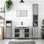 vidaXL Комплект мебели за баня от 3 части сив сонома инженерно дърво (3190305)