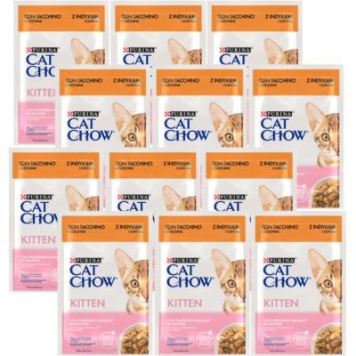 CAT CHOW Krmivo pro koťata s krůtím masem a cuketou v želé 12x85 g