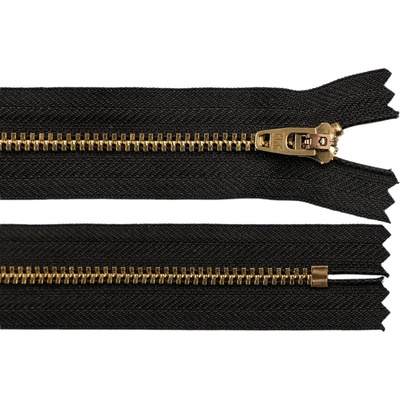 Kovový zip YKK No 4 délka 18 cm staromosazný (jeansový) - 3 (580 černá mosaz