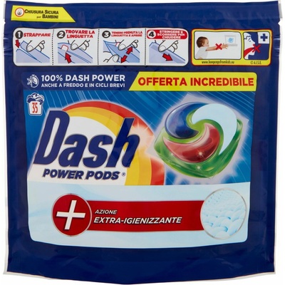 Dash Power Pods+ gélové kapsuly na bielu a farebnú bielizeň 35 PD