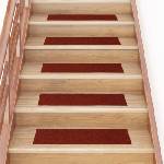 vidaXL Изтривалки за стълби, самозалепващи се, 15 бр. , 76x20 см, бордо червени, правоъгълни