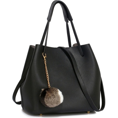 L&S taška hobo se střapcem z umělé kožešiny LS-AG00190 black černá černá