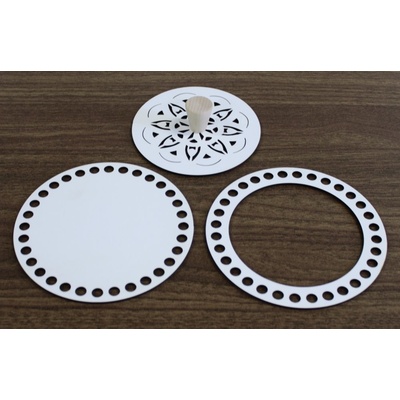 Set prstenec + dno + víko + knopka- dekor BÍLÁ 15 cm typ 3