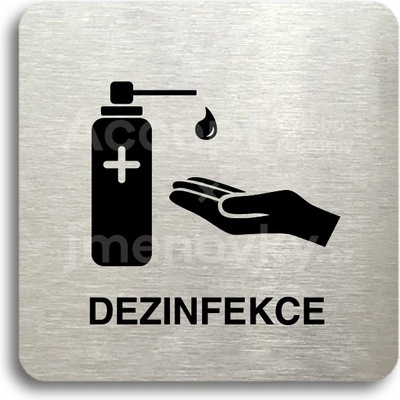 ACCEPT Piktogram dezinfekce II - stříbrná tabulka - černý tisk bez rámečku