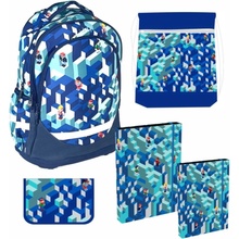 Mira Office Školský batoh Reybag Blue Pixel 5-dielny SET