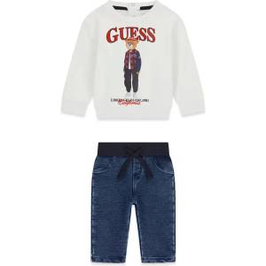 Guess Бебешки комплект от суичър с мече Guess Bear и панталон с деним ефект