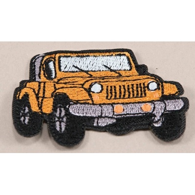 Nažehľovacia záplata - terénne auto - rozmer 6 cm x 4 cm - červená, khaki, oranžová, modrá, čierna oranžová_CEZ2510