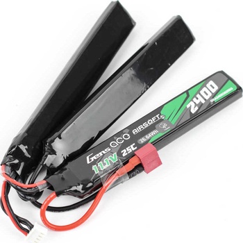 Gens ace 25C 2400mAh 3S2P 11.1V NUNCHUCK 3X Airsoft Gun Lipo baterie s Deans T konektorem