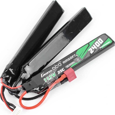 Gens ace 25C 2400mAh 3S2P 11.1V NUNCHUCK 3X Airsoft Gun Lipo baterie s Deans T konektorem