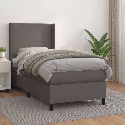 vidaXL Box spring postel s matrací 3132351 umělá kůže šedá