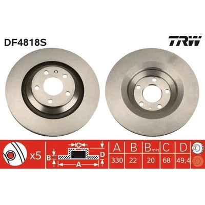 Brzdový kotúč TRW DF4818S