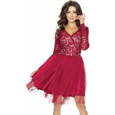 Kartes dámské krajkové šaty s tylovou sukní KM242-4 vínová