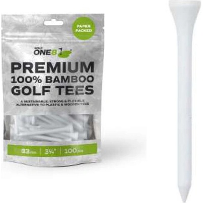 GOLF ONE8 Premium 100% Bamboo Golf Tees 83mm (3a1/4") - bílá 100ks – Hledejceny.cz