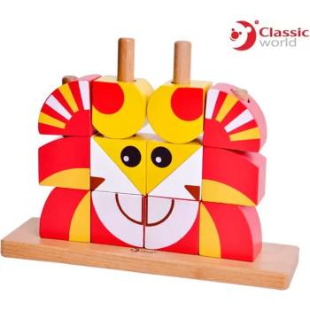 Image 1 of Classic World Дървен пъзел от кубчета - Лъвче - Classic World