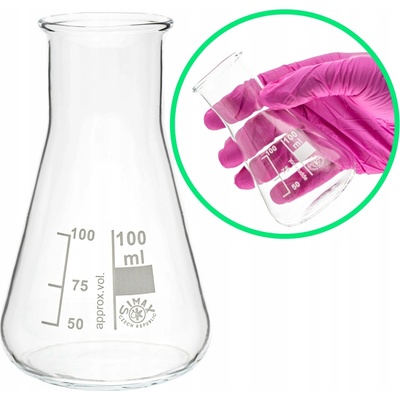 Skleněná Erlenmeyerova baňka 100 ml Boro 3.3 široké hrdlo SIMAX