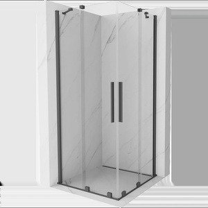 Mexen Velar Душ кабина с плъзгащи се врати Duo 90 x 90 см, прозрачна, четкаво оръжие сиво - 871-090-090-02-66 (871-090-090-02-66)