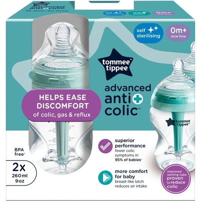Tommee Tippee kojenecká láhev antikoliková Advanced tyrkysová 260 ml