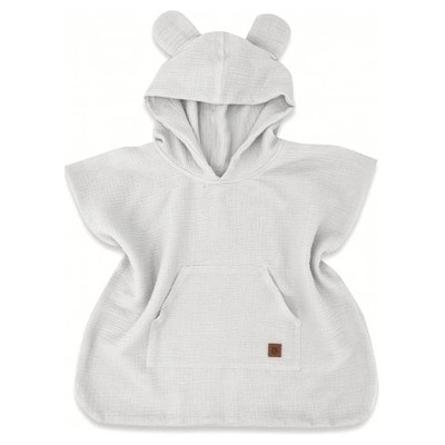 Dětské mušelínové pončo lux s kapucí Teddy rychleschnoucí šedé