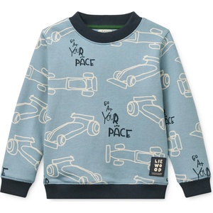 LIEWOOD Детски пуловер LIEWOOD Kid's Ridley Printed Sweatshirt Jumper - Race Cars / Beach Blue - размер 134/140 (EU) (704-6278-0216)