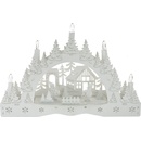 Vianočný LED svietnik Zimná krajina koledníci pred kostolom 35 x 23 x 7,5 cm