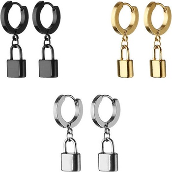 Steel Edge náušnice krúžky z chirurgickej ocele WJHE41 Čierna