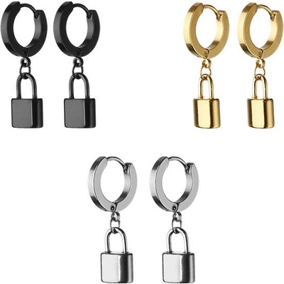 Steel Edge náušnice krúžky z chirurgickej ocele WJHE41 Čierna