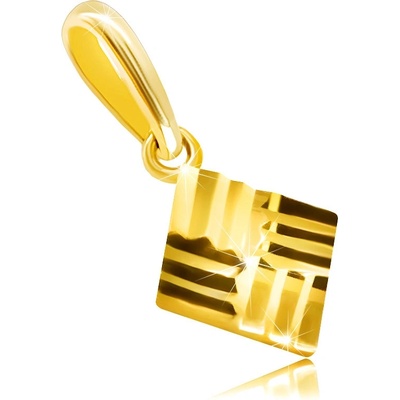 Šperky Eshop Přívěsek ze 14K zlata vroubkovaný čtvereček s lesklým povrchem S1GG235.37