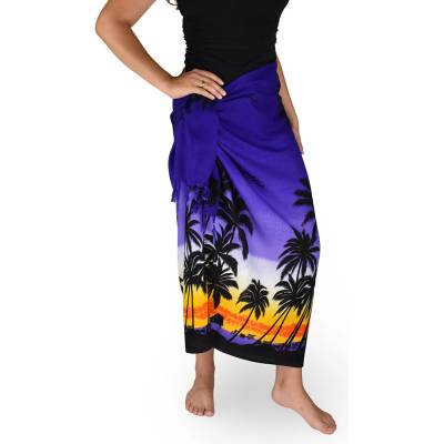 Thajsko Sarong Pareo BUN palmy fialová