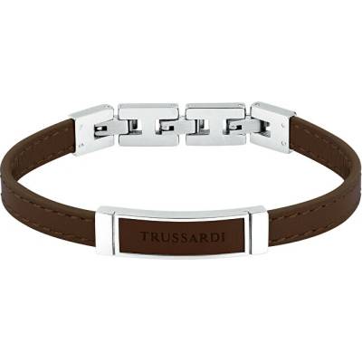 Trussardi Hnedý kožený náramok pre mužov T-Leather TJAXZ06
