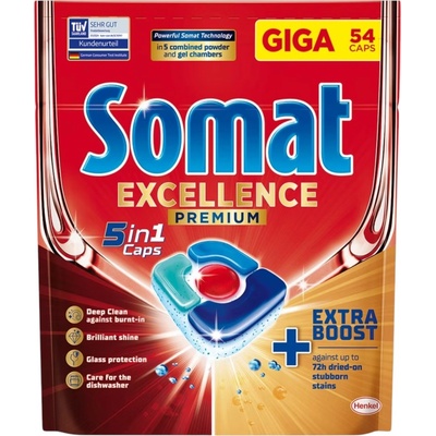 Somat таблетки за съдомиялна машина, 54 броя, Excellence, Premium, 5в1