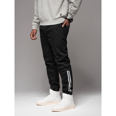 Ombre Clothing Мъжки дънкови спортни панталони с декорация - черни V2 OM-PADJ-0156 Ombre Clothing Ombre Clothing | Cheren | МЪЖЕ | 30/32