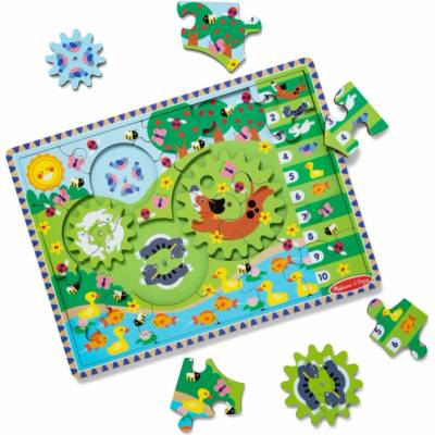 Melissa & Doug MELISSA Dřevěné s ozubenými koly Zvířata 24 dílků