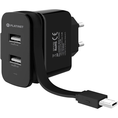 Platinet Стенно зарядно устройство, 2x USB, с Micro USB кабел PLCURMC (PLCURMC)