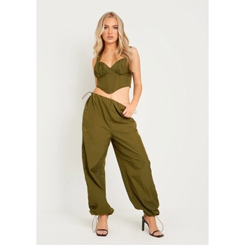 Image 1 of Missy Empire Панталони Missy Empire Ruched Cargo Trousers With Toggle - Khaki