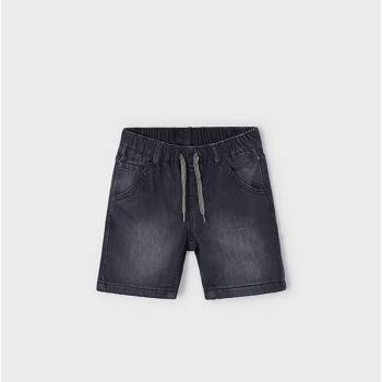 Mayoral Къси деним панталони в черно с ластик и връзки за мини момче Майорал