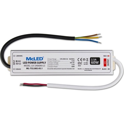 McLED LED napájecí zdroj 60 W, 24 V / 2,5 A, IP67