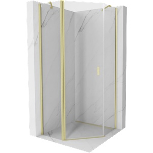 Mexen Mist петоъгълна душ кабина, отваряема 90 x 90 см, прозрачна, златна (8A8-090-090-55-00)