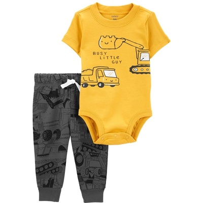 Carter's Set 2dielny body kr. rukáv tepláky Yellow Transport chlapec