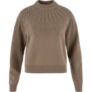 Fjällräven Дамски вълнен пуловер Fjällräven Women's Övik Solid Jacquard Knit Wool jumper - Suede Brown - размер XL (105-7731-0216)