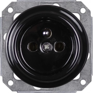 Elhard - Керамична ретро безрамкова домашна розетка 230V черна (EF0104)
