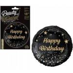 GoDan Foil balloon B&C Happy Birthday black, gold print 18 GoDan