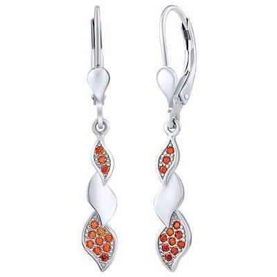Silvego Strieborné visiace náušnice zdobené oranžovými Brilliance Zirconia LPS086EOR