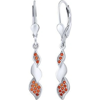 Silvego Strieborné visiace náušnice zdobené oranžovými Brilliance Zirconia LPS086EOR