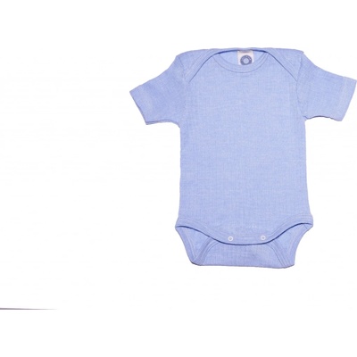 Detské body z merino vlny, bavlny a hodvábu Cosilana s dlhým rukávom modrý melír